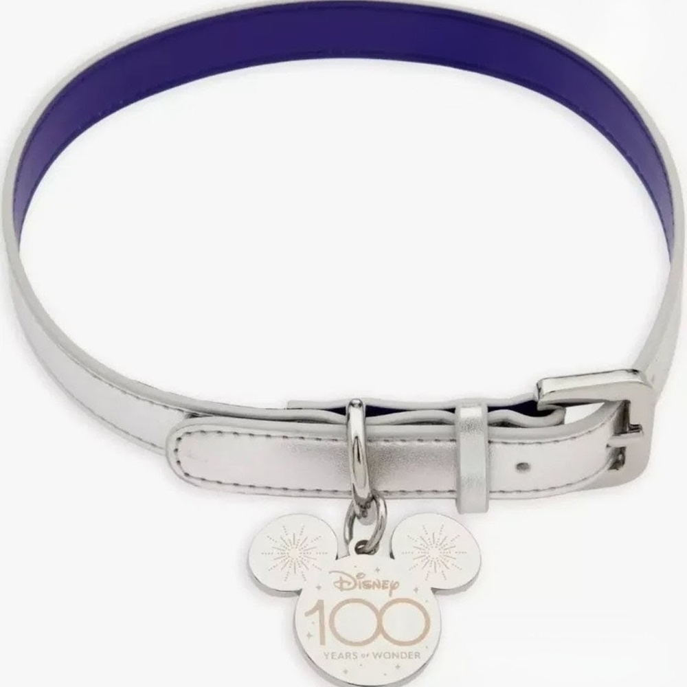 Disney 100 Years of Wonder Platinum Pet Dog Collar - Mickey Charm - Size Large